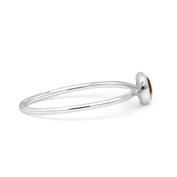 Round Fashion Statement Petite Dainty Thumb Ring Simulated Tiger Eye Solid 925 Sterling Silver